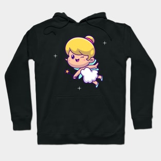 Cute Fairy Floating With Magic Wand Cartoon Hoodie